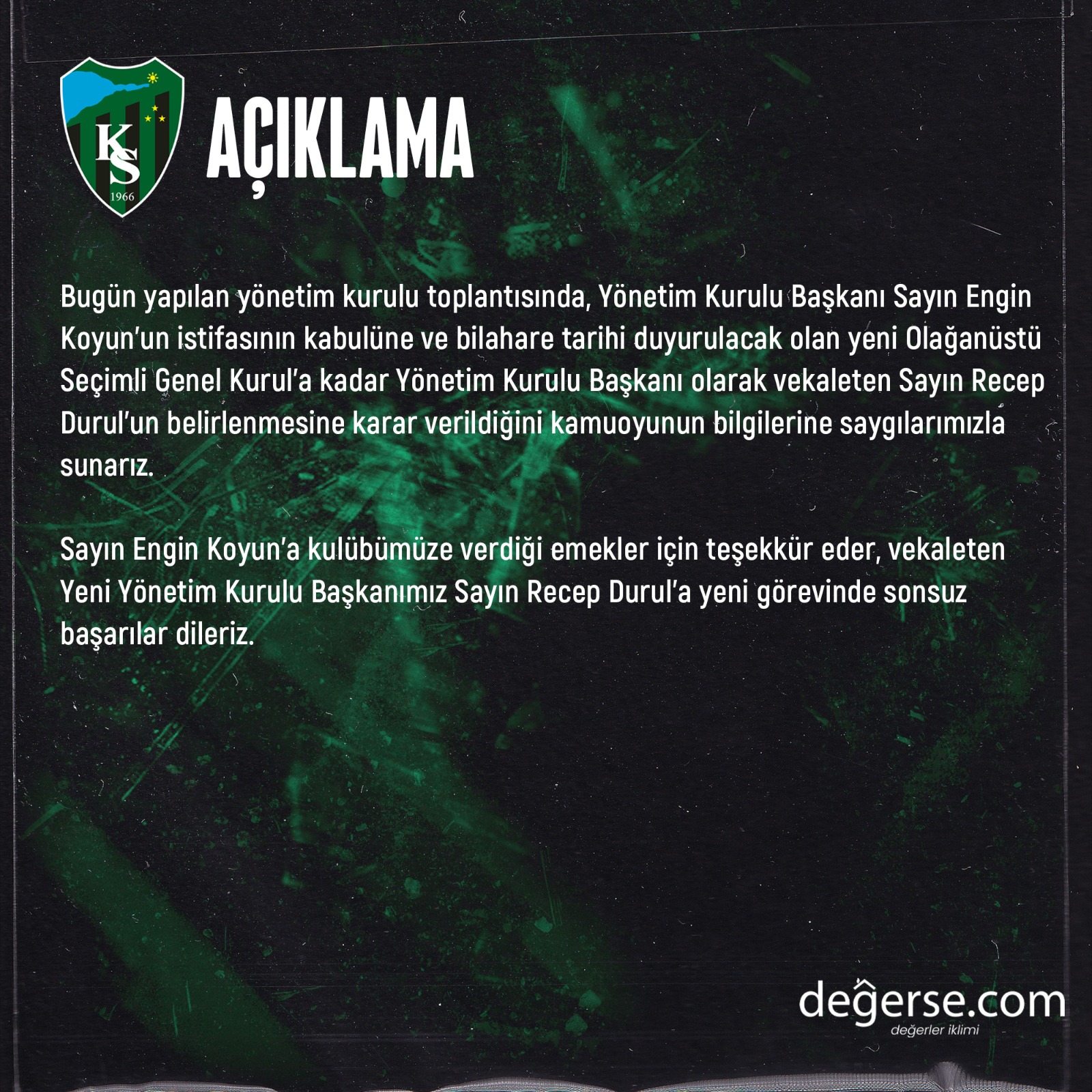 Kulübümüzden Açıklama