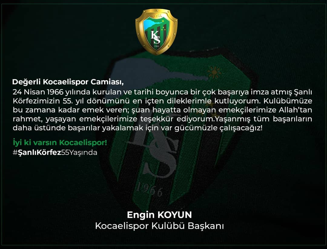 Başkanımız Engin Koyun'un kuruluş yıldönümü mesajı;